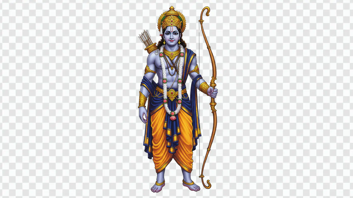 Majestic Lord Rama with Bow and Arrow PNG