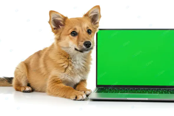 Tech-Savvy Puppy with Laptop
