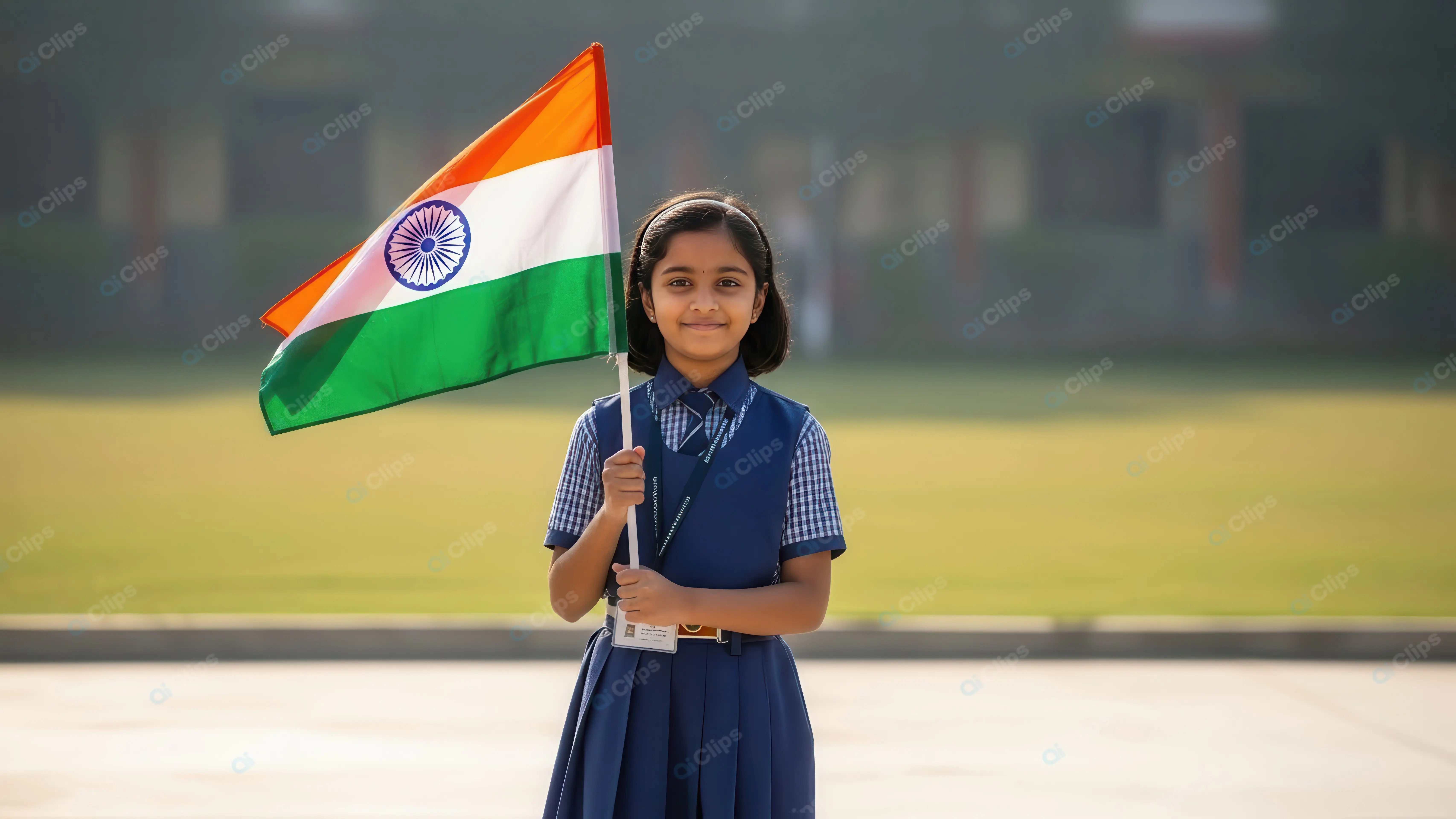 Young Indian Student Celebrating with National Flag