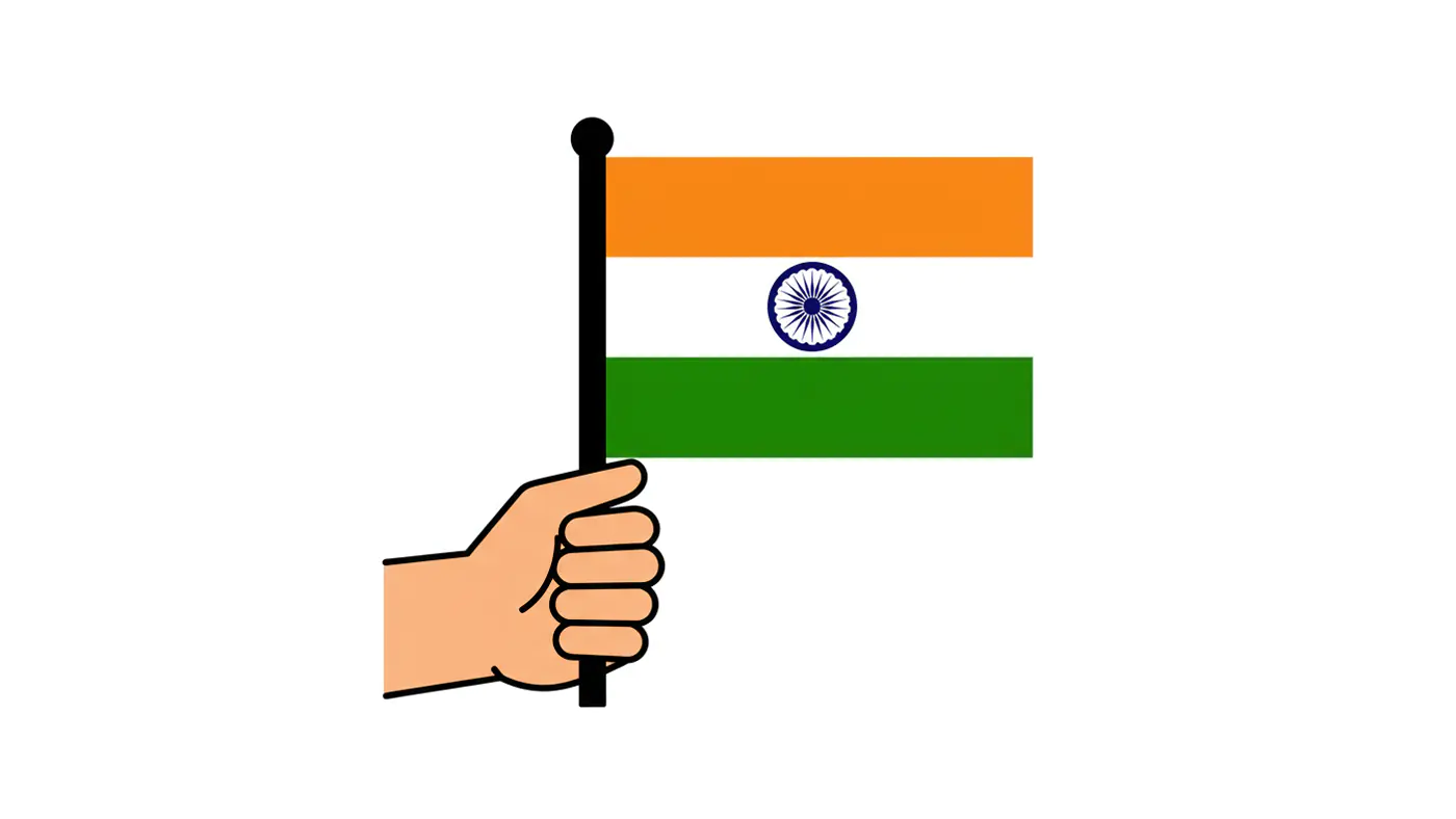 Hand Holding Indian Flag Vector