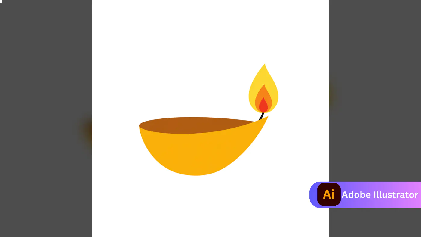 Minimalist Diya Lamp Vector