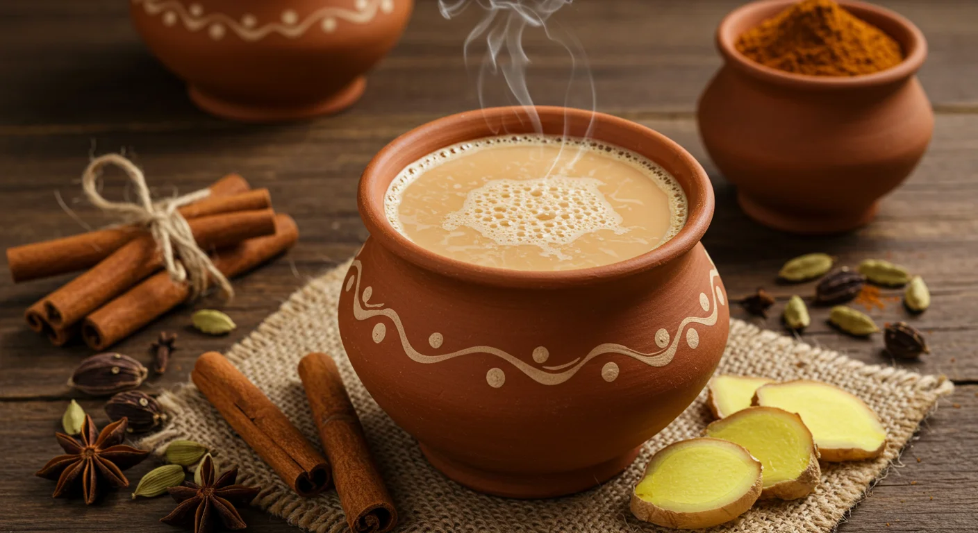 Masala Chai in Traditional Kulhad | Indian Chai Setup with Spices | AIClips