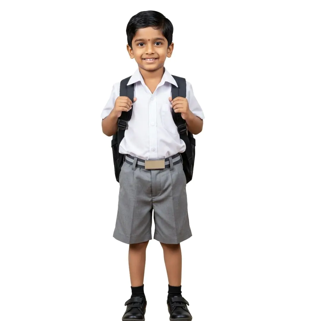 Smiling Indian Schoolboy with Backpack PNG Clipart
