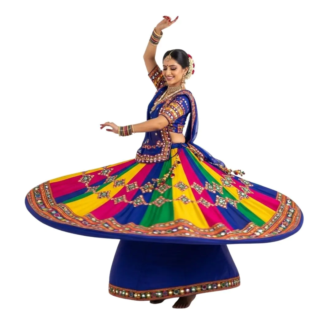Graceful Garba Dancer Spinning Vibrant Traditional Lehenga