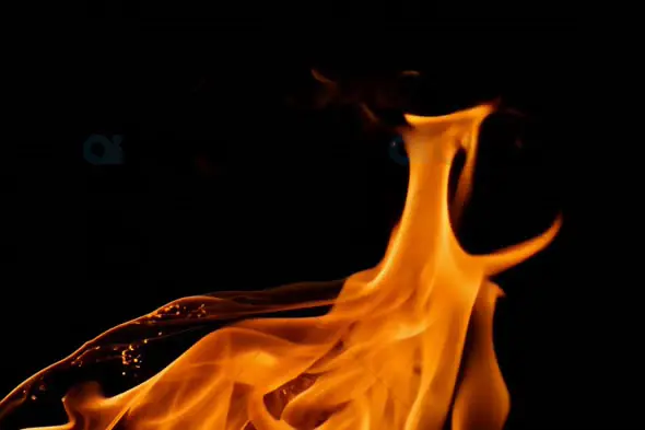 Slow Motion Fire Flames on Dark Background