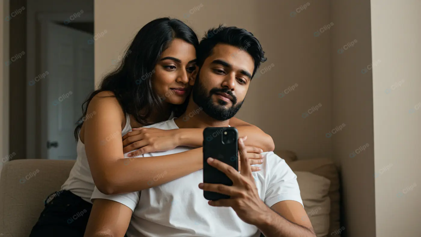 Intimate Couple's Digital Moment
