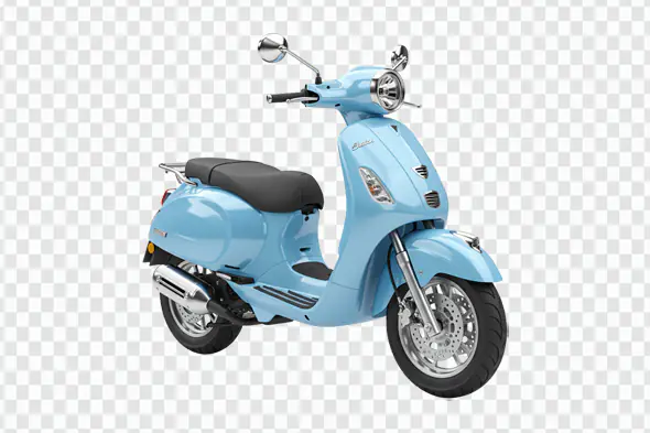 Stylish Light Blue Vespa Scooter PNG Clipart