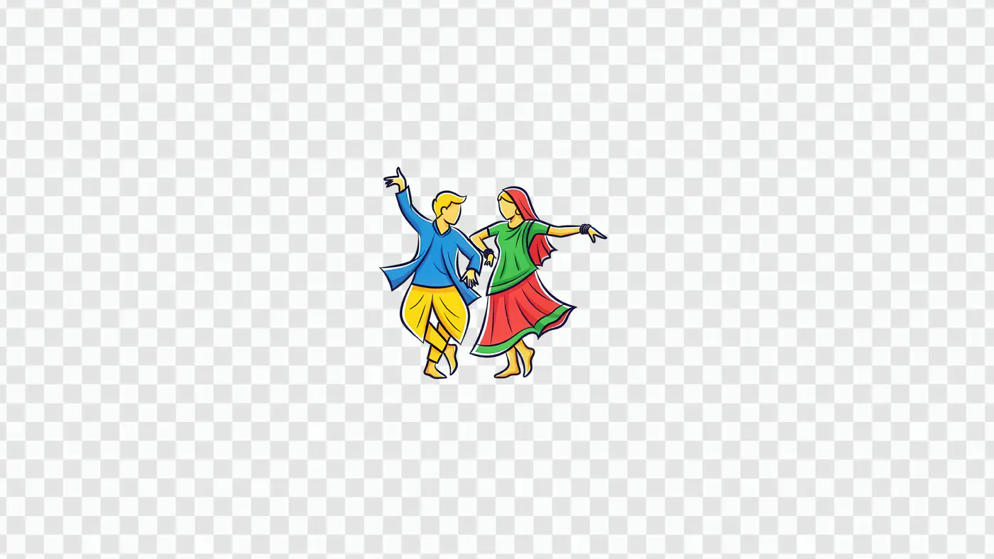 Colorful Indian Folk Dancers Performing Traditional PNG