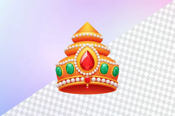 Ornate golden crown with red and green gems