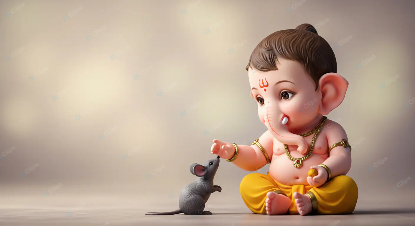 Playful Ganesha and Mouse Companion