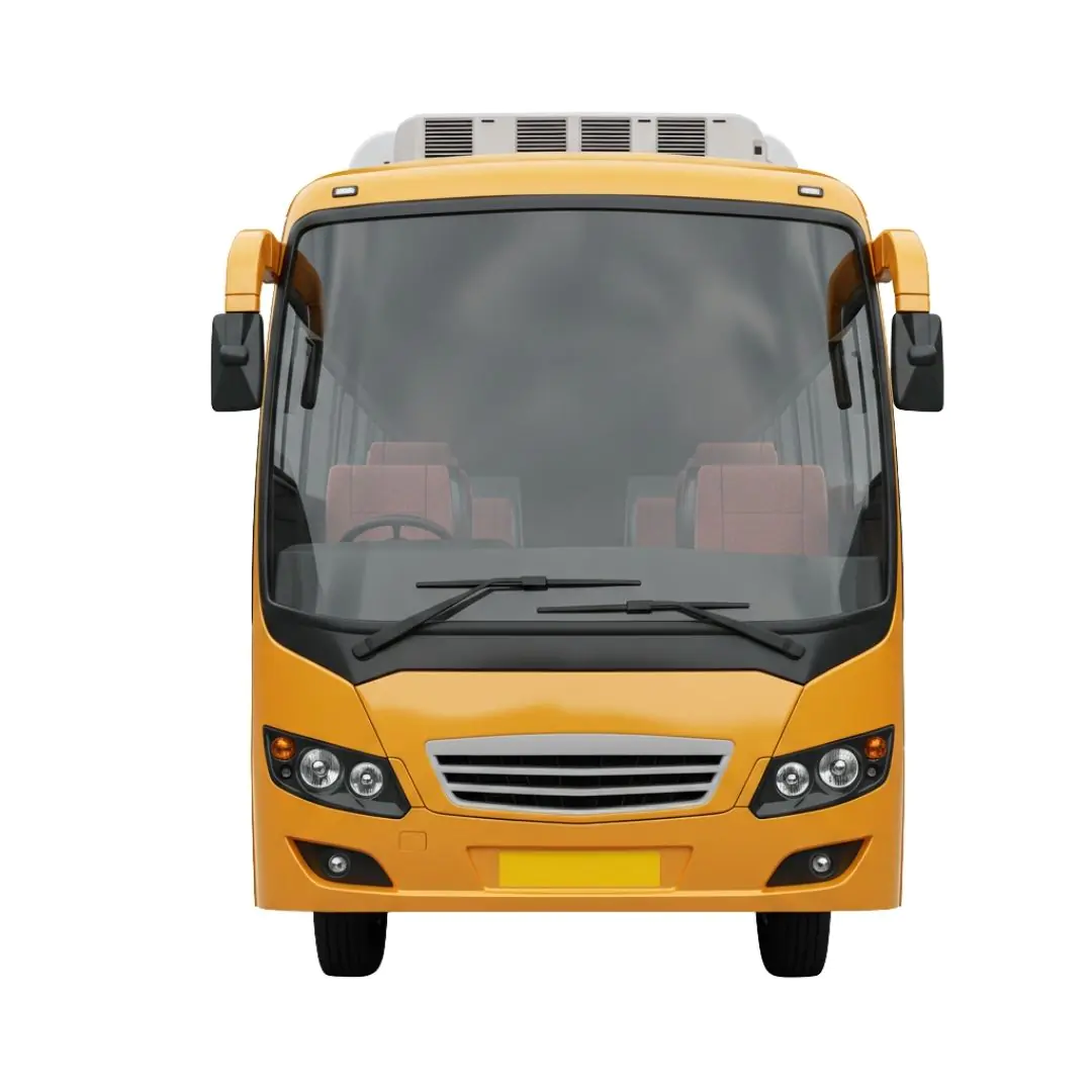 Modern Yellow City Bus Front View PNG