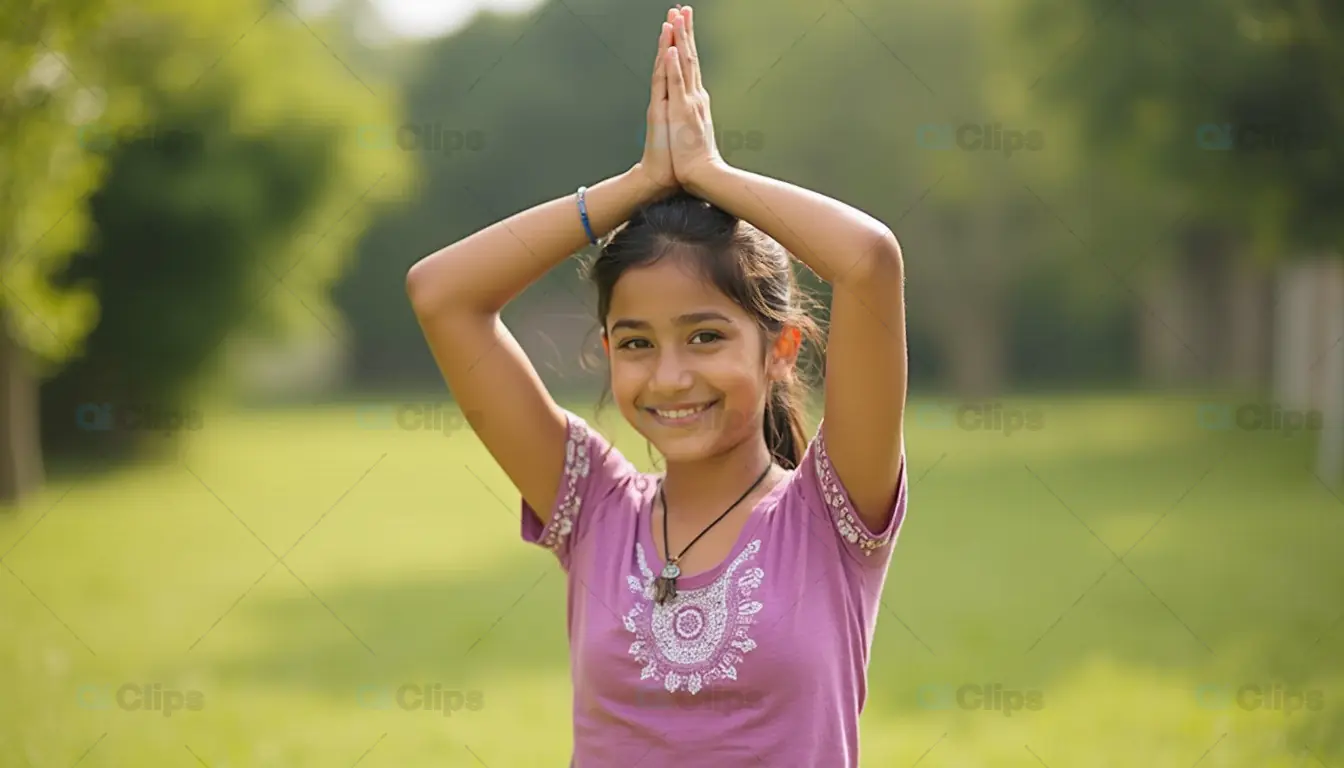 Young Girl Practicing Yoga Outdoors