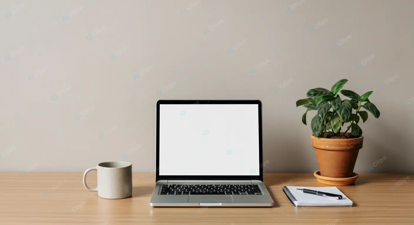 Minimalist Desk Setup with Laptop