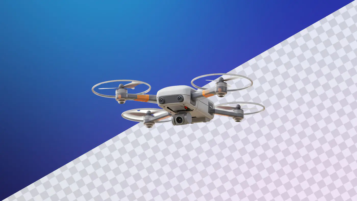 Compact quadcopter drone with camera and propellers