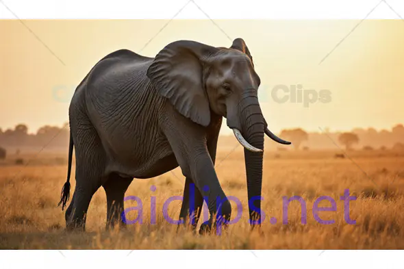 Elephant in Golden Savannah