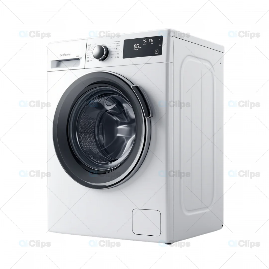 3D Front-Load Washing Machine with LED Display and Control Dial