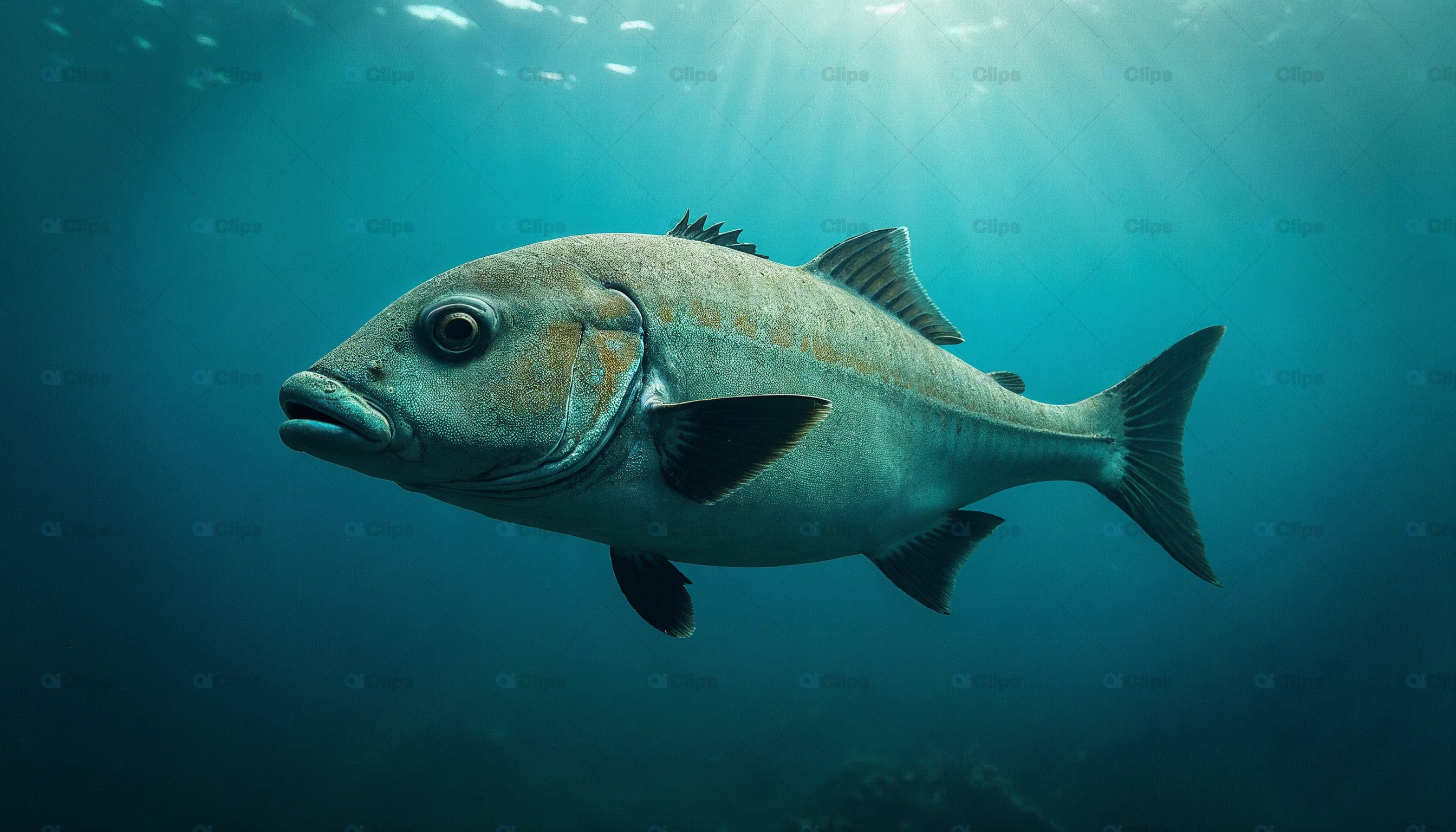 Underwater Fish in Deep Ocean