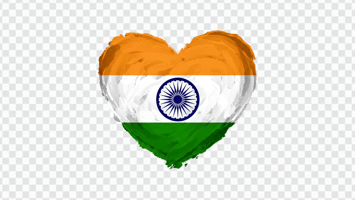 Indian Flag Heart Brushstroke Design PNG Clipart