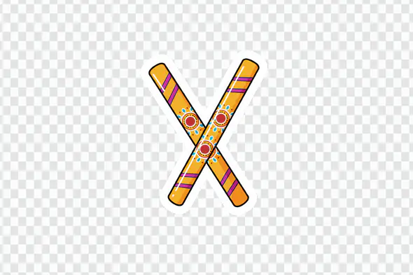 Colorful Dandiya Sticks Indian Folk Dance Celebration Graphics