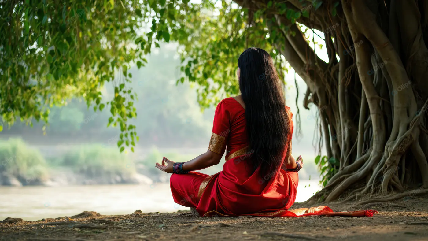 Enhanced Tranquil Meditation by the Banyan Tree