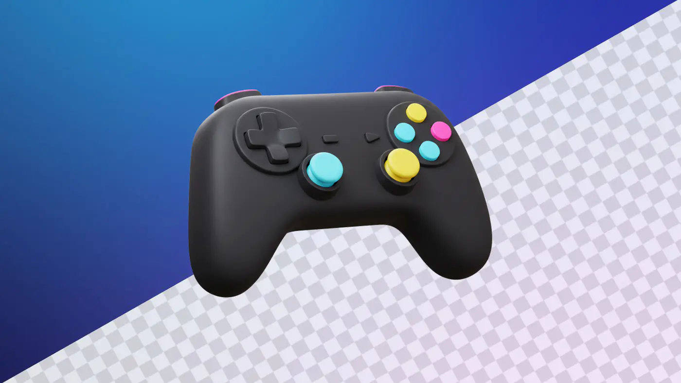 Black game controller with colorful buttons design