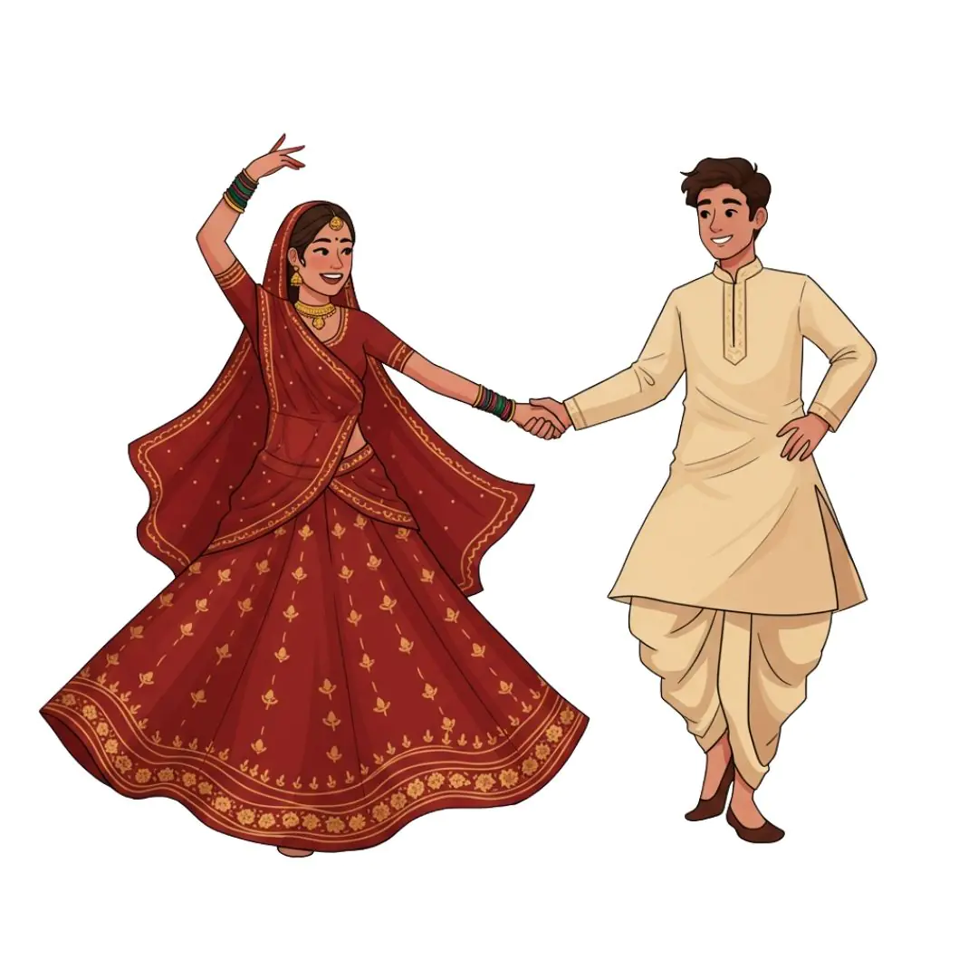 Elegant Indian Couple in Traditional Attire PNG Clipart