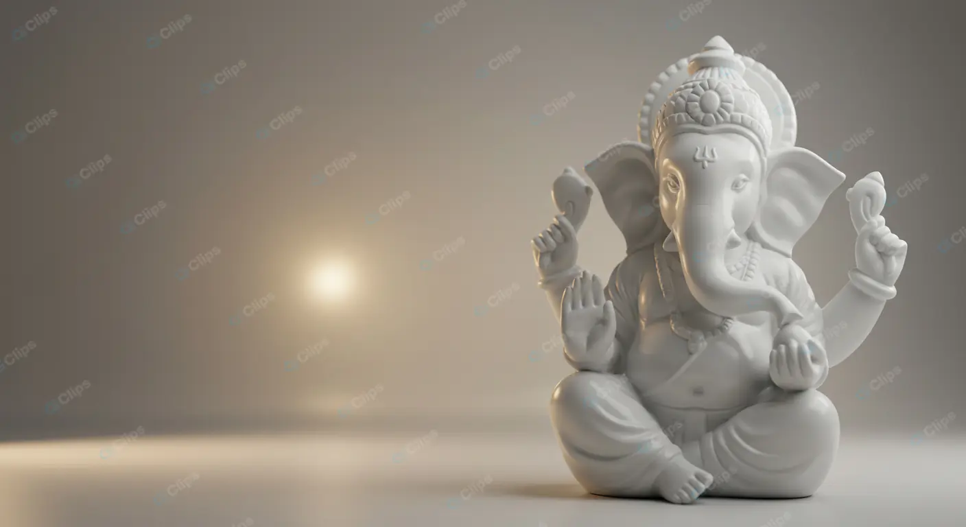 Luminous White Ganesha Sculpture