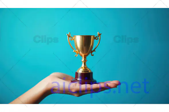 Hand Holding Golden Trophy