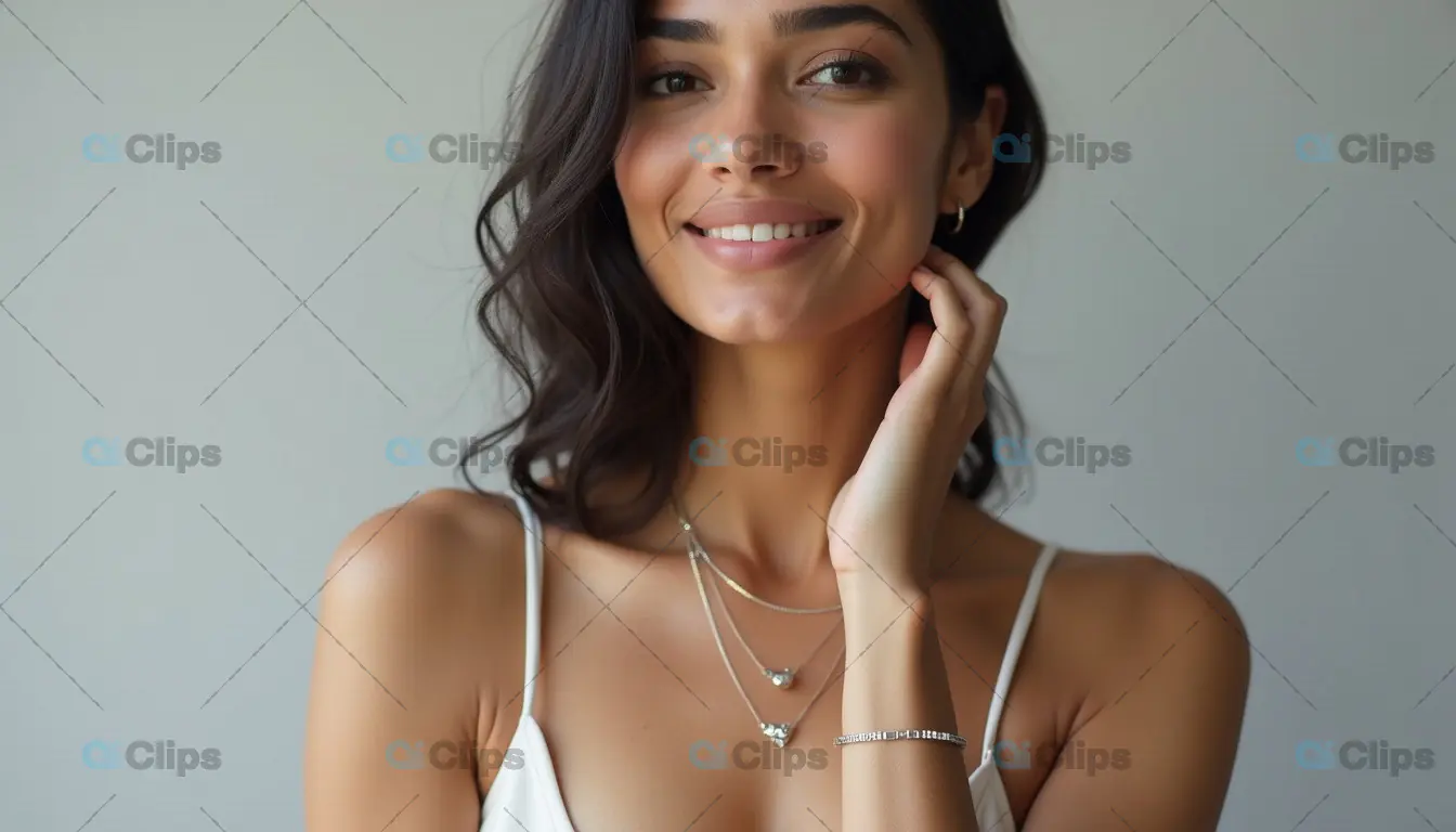 Elegant Woman Wearing Minimalist Jewelry