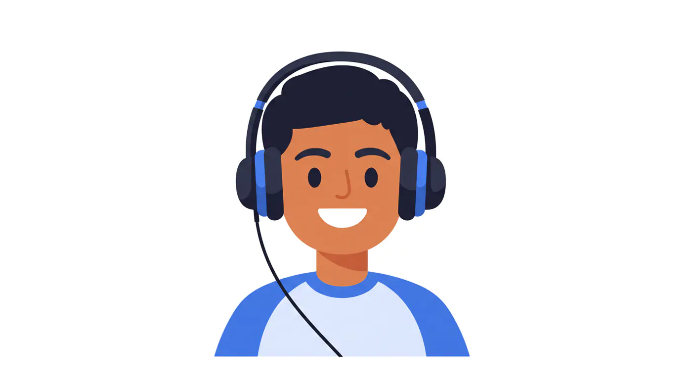 Smiling Boy with Headphones Vector