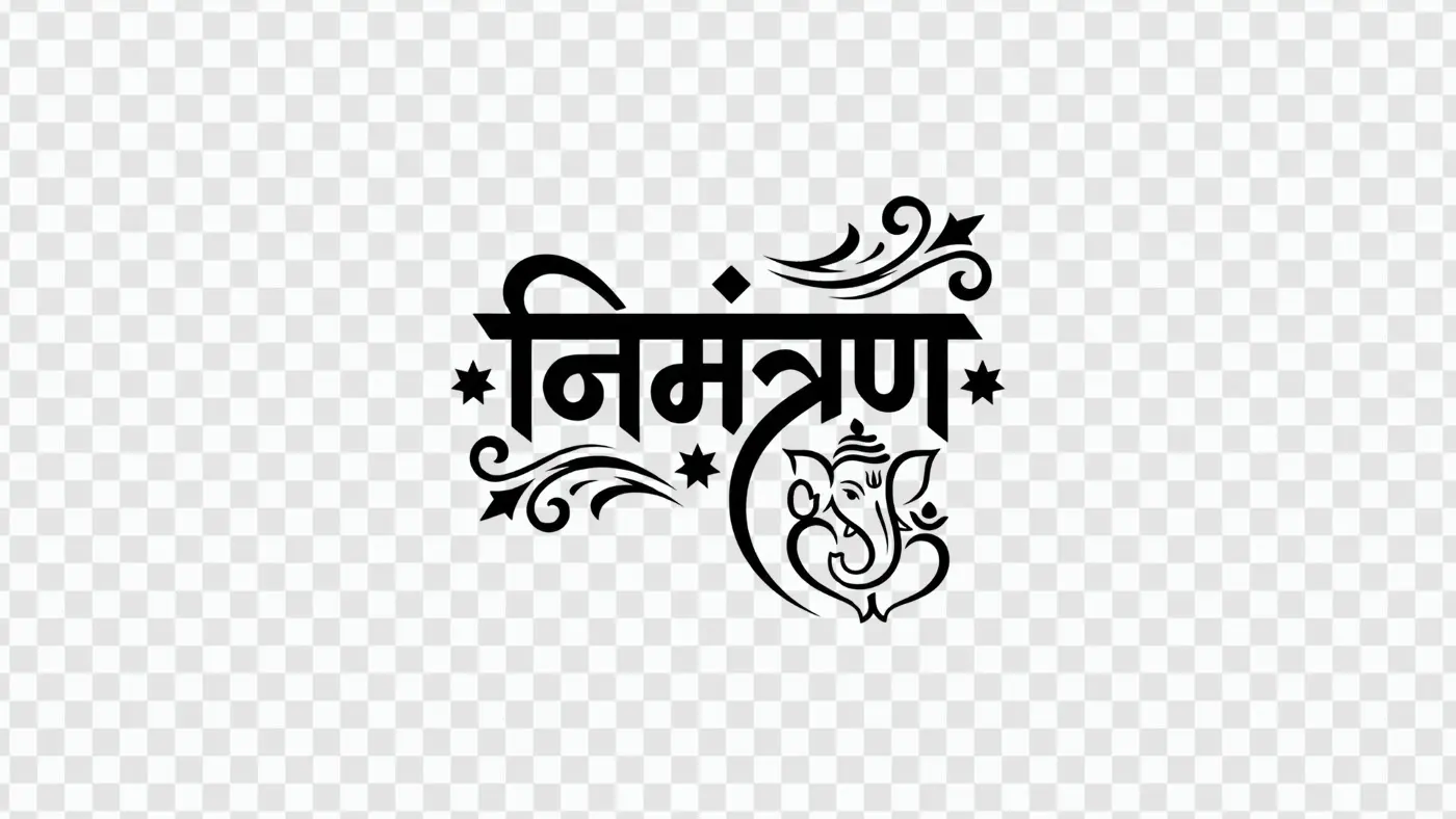 Nimantran Hindi Calligraphy with Lord Ganesha Clipart PNG