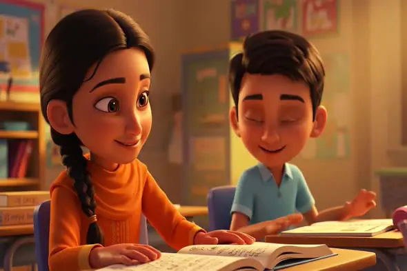 Animated Indian Students in Classroom