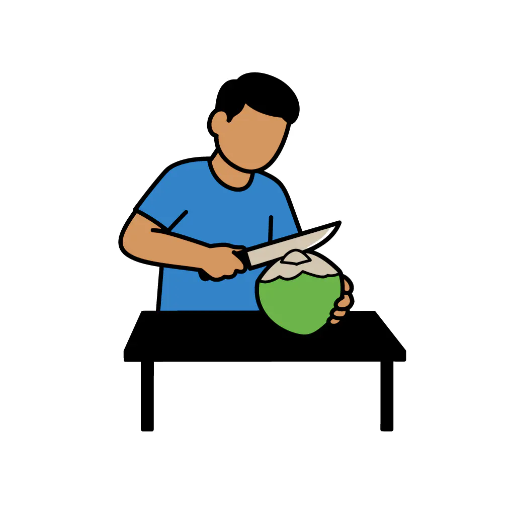 Coconut Cutting Vector Illustration