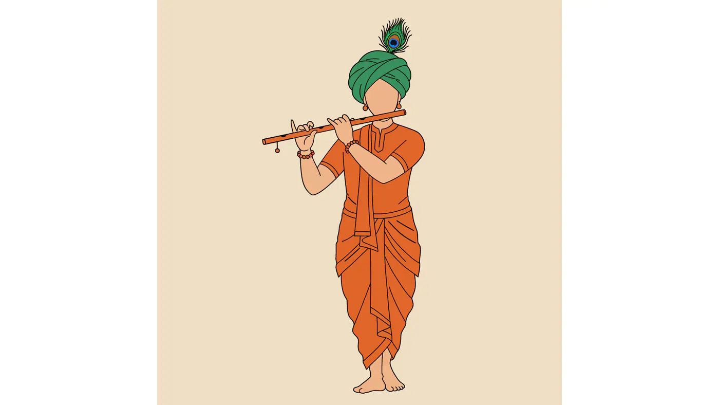 Krishna Flutist in Traditional Attire