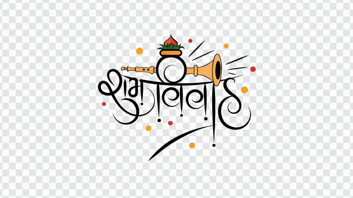Shubh Muhurat Marathi Calligraphy Auspicious Time Clipart PNG