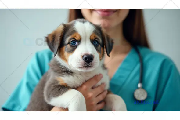 Cute Puppy with Veterinarian