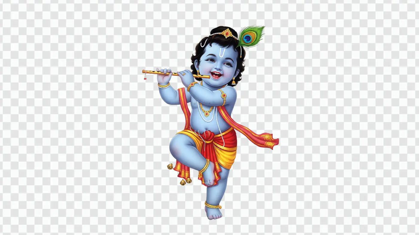Smiling Baby Krishna Playing Flute PNG Clipart