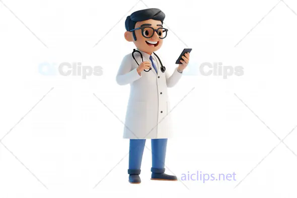 3D Indian Doctor Avatar with Smartphone