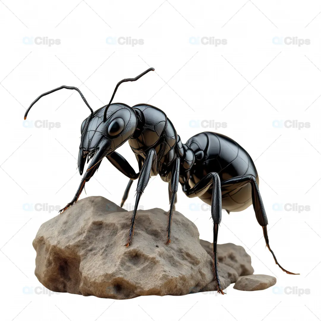 Realistic 3D Black Ant Model on Rock – High Detail Insect Asset