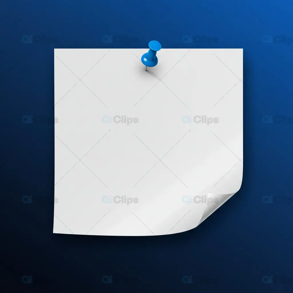 Pinned White Paper Mockup on Blue Background