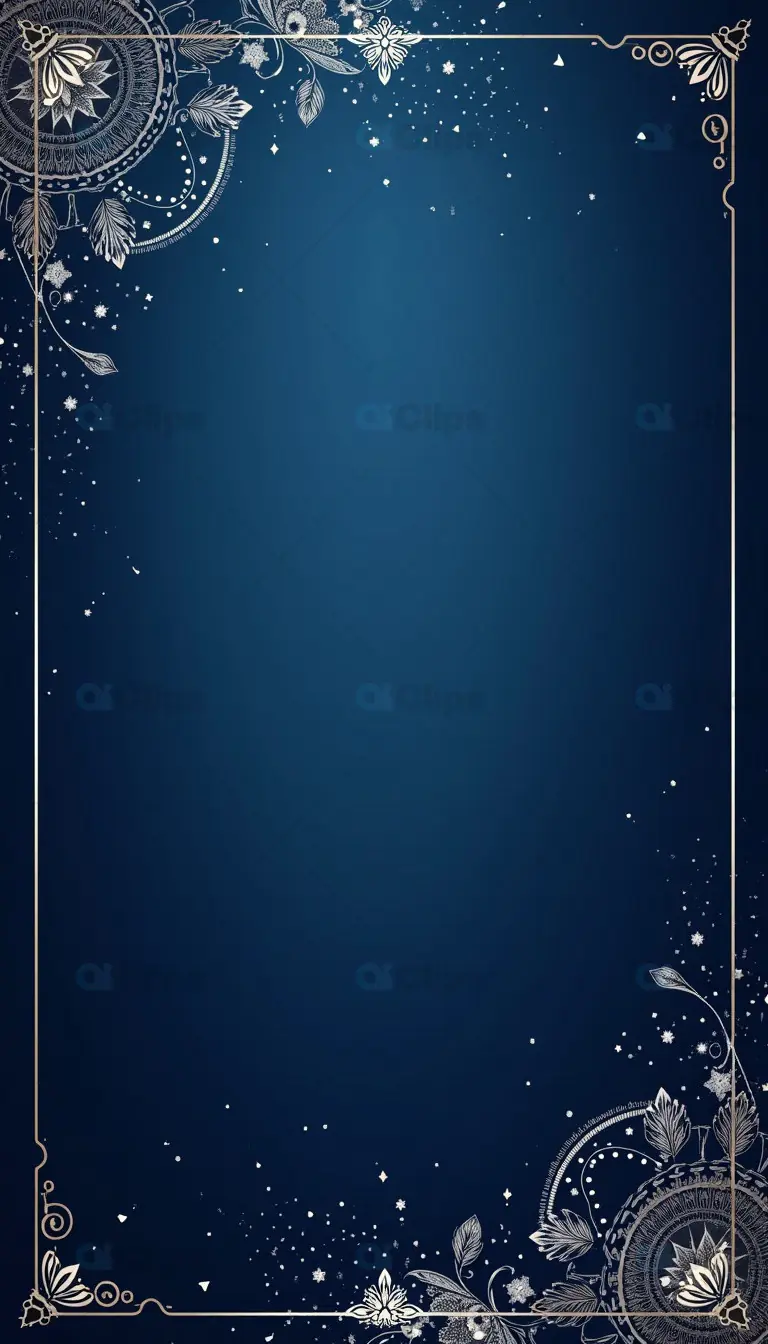 Elegant Navy Blue Mandala Floral Invitation Frame