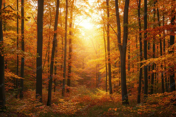 Golden Autumn Forest Path