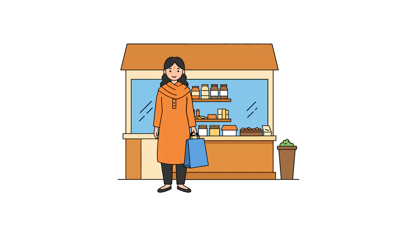 Local Kiosk Shopper Vector