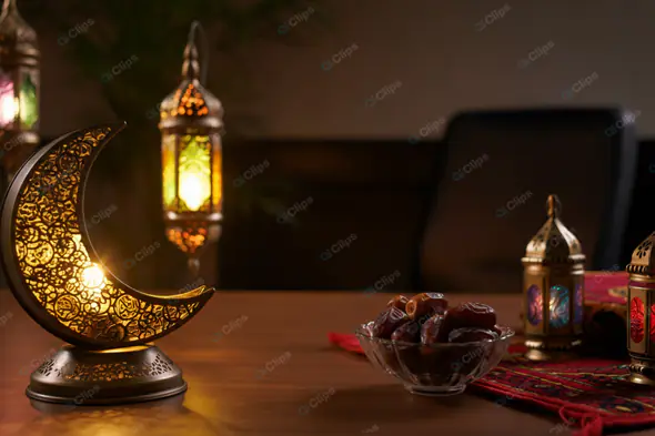 Ramadan Lantern and Crescent Display