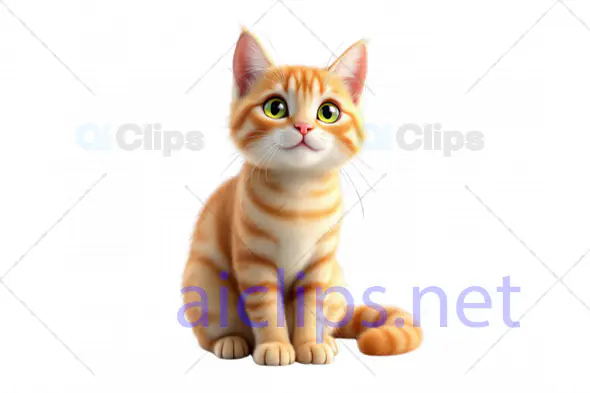 3D Cute Orange Tabby Kitten Model – Realistic Cat Illustration