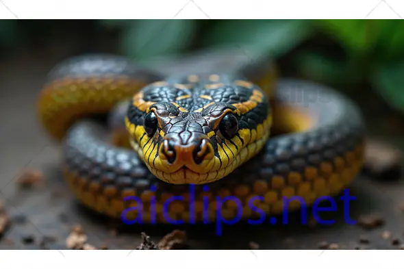 Close-Up of Yellow and Black Banded Snake