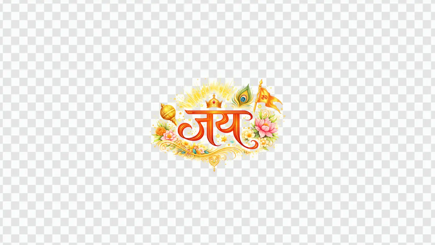 Jai Hindi Calligraphy With Religious Elements Clipart PNG