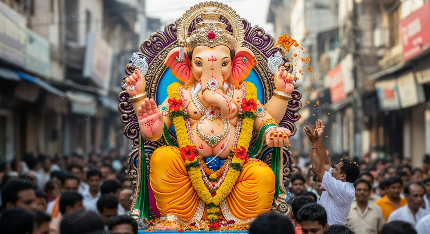 Ganesha Idol Paraded Through City Streets