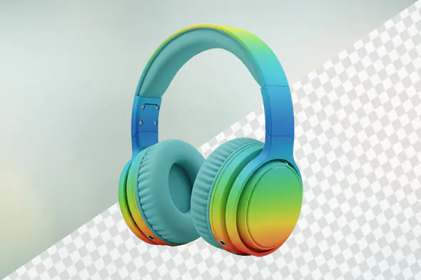 Rainbow gradient wireless headphones with cushioned earcups