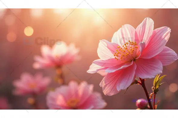 Pink Flower at Sunset